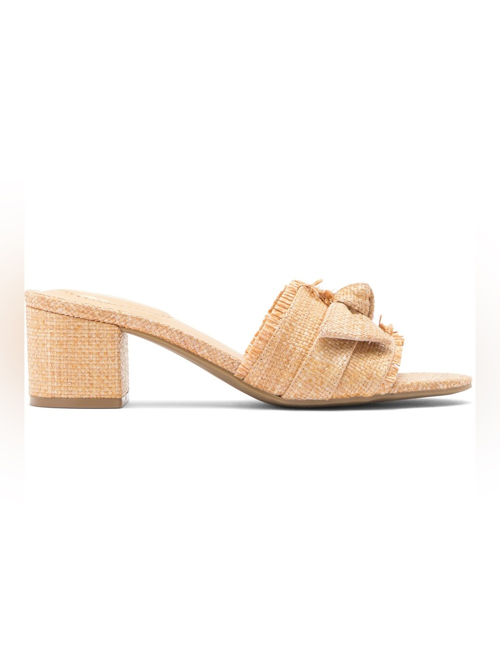 Bandolino Arden Mule Natural Woven Bow Block 2” Heel Open Toe Mule Summer 
Sanda